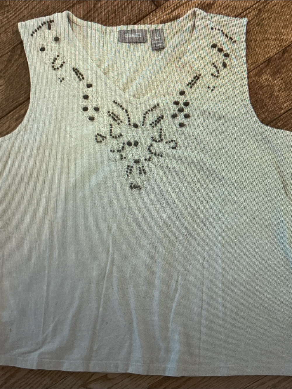 Chico's Mint Green V-Neck Tank with Stud Detail